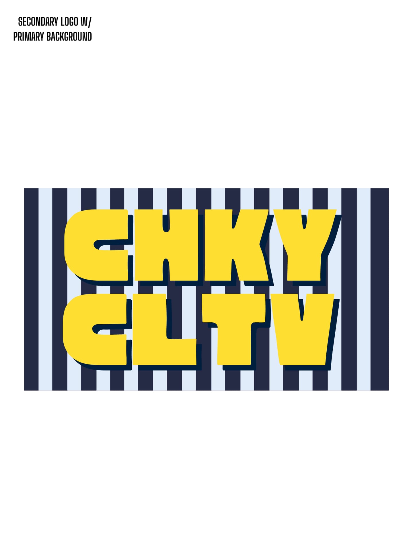 The CHKY CLTV secondary logo in yellow on navy and baby-blue vertical stripes.